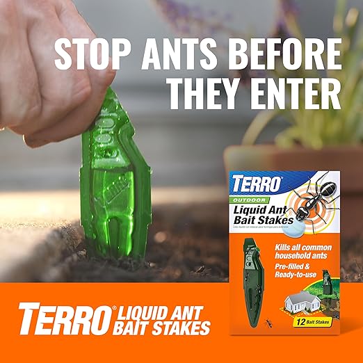 TERRO Indoor Liquid Ant Baits with Adhesive Strips for Discreet Baiting - TERRO Ant Trap and Bait Station - 4 Pack - T334B