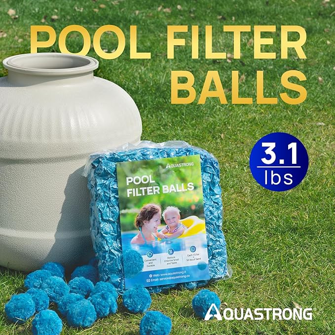 AQUASTRONG Pool Filter Balls for Sand Filter Pump, 3.1 lbs Reusable Sand Filter Balls (Replaces 100 lbs Pool Filter Sand), Efficient Stone Blue Filter Balls for Swimming Pools, Filter Pumps, Aquariums