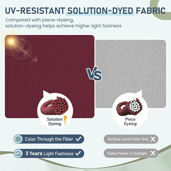 downluxe Outdoor Bench Cushion for Patio Furniture, Water Resistant Tufted Overstuffed Porch Swing Cushions, Thick Outdoor Loveseat Cushions, 48" X 18" X 5", Burgundy, Set of 1