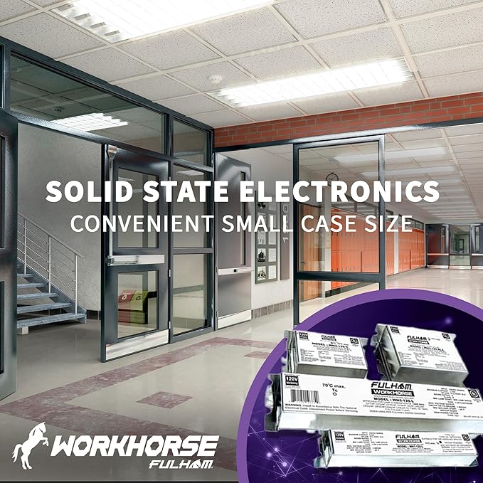 Fulham Workhorse WH2-120-C Electronic Ballast, 120V Instant Start, Multi-Lamp T5/T6/T8/CFL Compatible, Class P, cUL Listed, 1 or 2 Lamp
