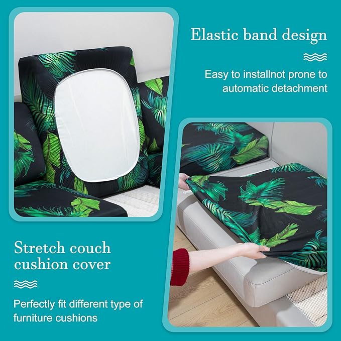BIETYONE 12Pcs Stretch Patio Cushion Covers,Outdoor Couch Covers Replacement,Outdoor Couch & Sofa Slipcovers,for Patio Furniture Cushion Covers,Washable Reusable urniture Protector (Summer,Cover Only)