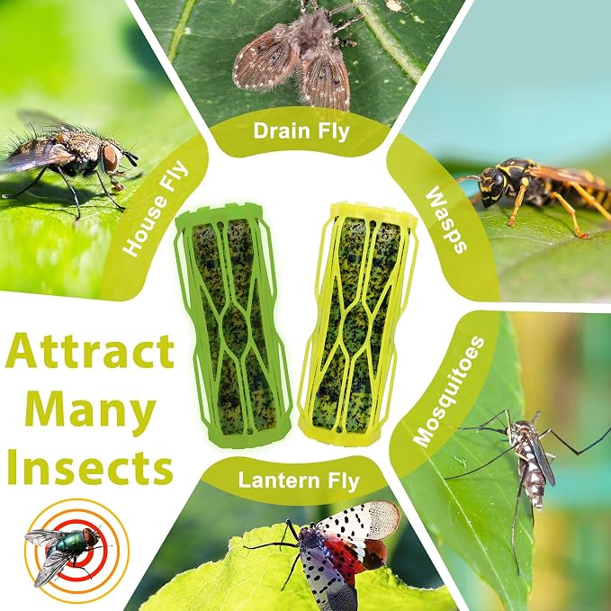 4 Pack Carpenter Bee Traps for Outside with Fluorescent, Wasp Trap Outdoor Hanging, Wasp Fly Catcher Hunter Killer Fly Traps for Hornet, Gnat, Mosquito, Flying Insect