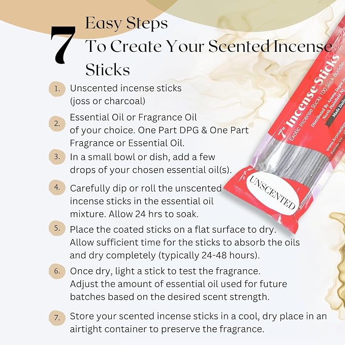 10 Bundles Unscented 1000 Wood Pulp 11'' Incense Sticks Premium Natural Uncolored (Punk Sticks) 10 Pack. Add Any Aroma Depot Fragrance Oils to Make Your own Scented Sticks.