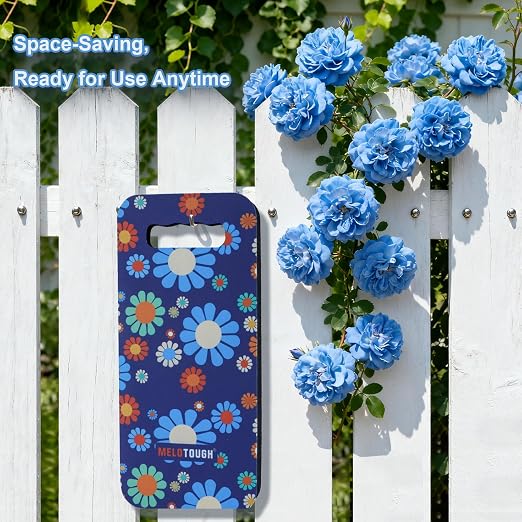MELOTOUGH Garden Kneeling Pad, 1" Thick Soft NBR Foam Kneeling Pads for Gardening, Cleaning, Work - Lightweight & Comfortable, 15.75"x7.2" (Blue Flower & Black)