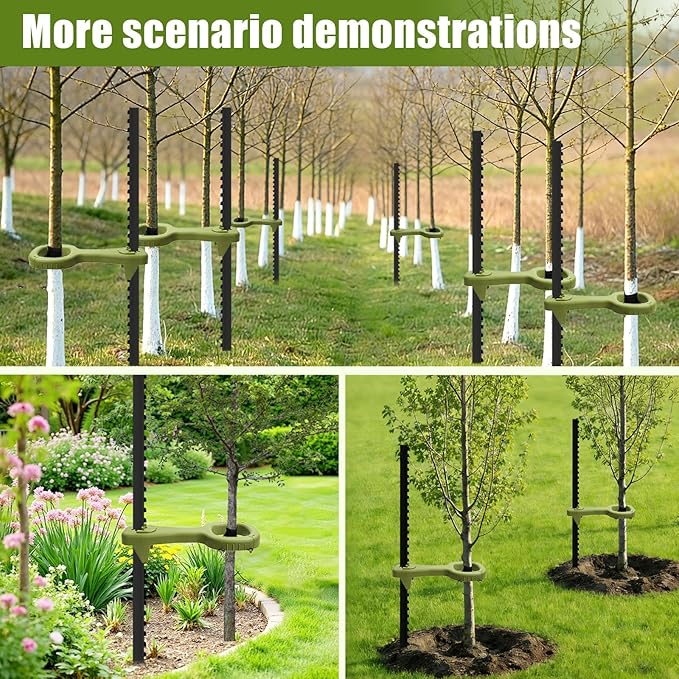 Tree Supports Young Trees, 2 PCS Tree Holder Stabilizer Support Tree Straightening Kit for Leaning Tree, Greater Stability Can Withstand Severe Weather（T-Posts Unincluded）