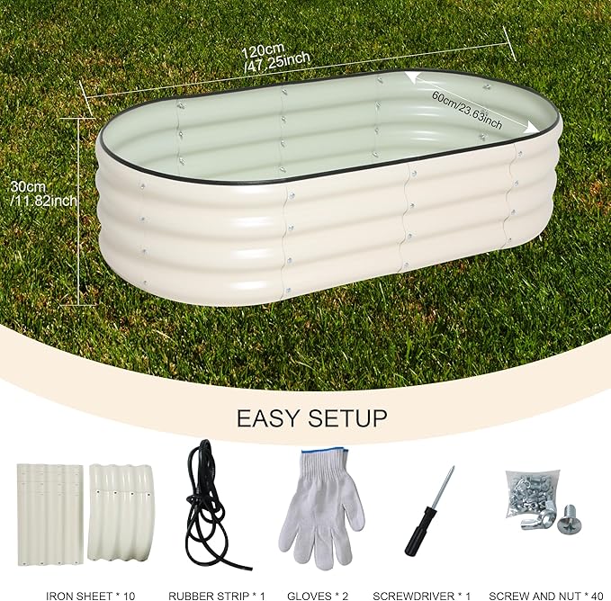 Galvanized Raised Garden Bed Kit Outdoor Metal Garden Planter Box for Backyard Gardening, Planting Vegetables, and Patio (47.2"x23.6"x11.8")