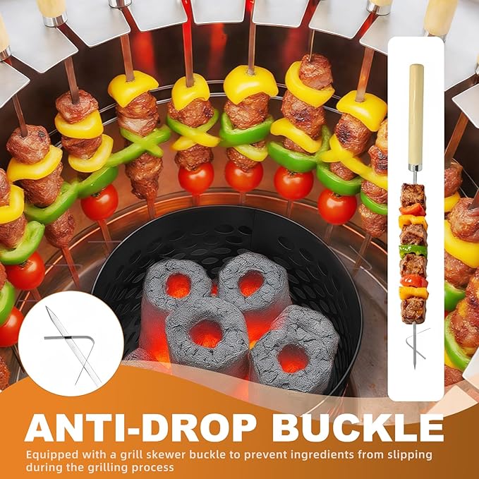 2-in-1 Charcoal Grill & Fire Pit, Vertical Barrel Grill for Outdoor BBQ | Portable Camping Grill with 360° Even Heating, Low Smoke Oil-Ash Separation, Stainless Steel for Backyard Parties(L)