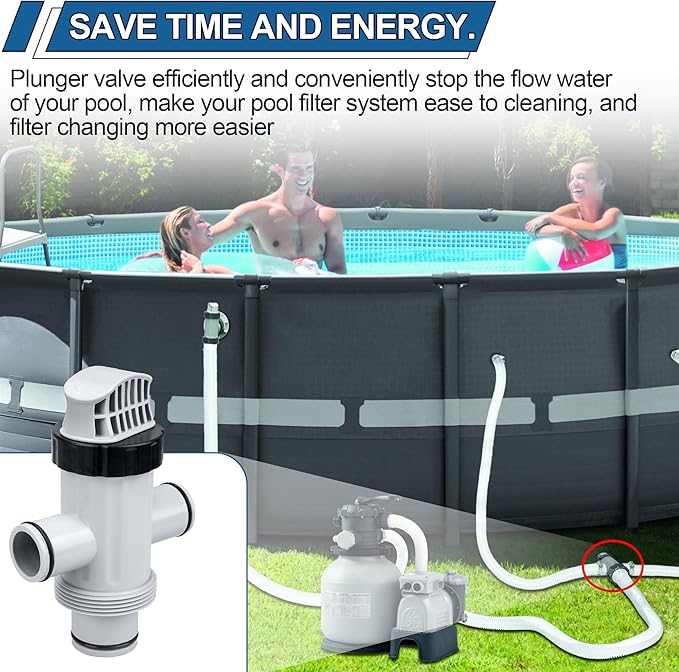 Pool Hose Plunger Valve for Intex Above Ground Pool and Pool Pump, Above Ground Swimming Pool Accessories 11872 Dual Split Hose Plunger Valve Replacement Parts for Intex Filter Circulation System