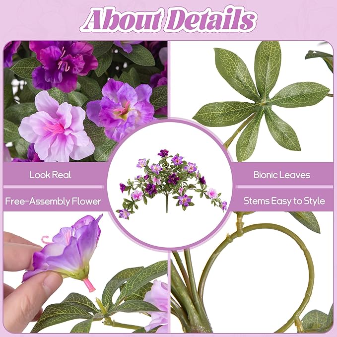 Ammyoo Artificial Hanging Flowers for Outdoors Hanging Baskets, 3 Pcs Fake Silk Flower with Hanging Baskets Planter for Spring Summer Garden Porch Patio Yard Outside Decor