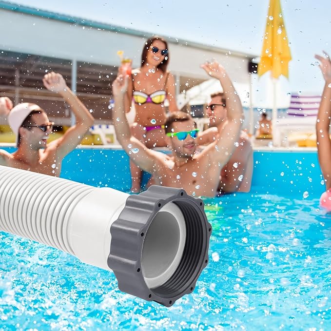 2 Pack Pool Hoses for Above Ground Pools 1.5" x 59" Pool Pump Hose Filter Pumps Replacement Hose Accessories Fits for Intex Filters Pump Above Ground Pools Sand Filter, White