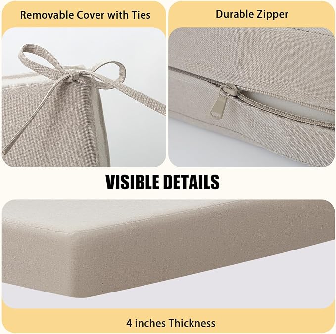 idee-home Outdoor Chair Cushions for Patio Furniture, Outdoor Seat Cushion | Waterproof Couch Hampton Bay Deep Seat Replacement Chair Cushions for Garden Backyard Deck 26.5 x 26.5