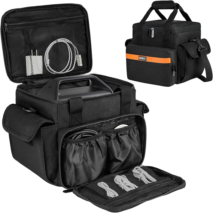LEFOR·Z Carrying Case Compatible with Jackery Explorer 240 v2/300/Anker Solix C300, Portable Power Station Travel Storage Bag with Multiple Pockets for Charging Cable and Accessories(Bag Only)