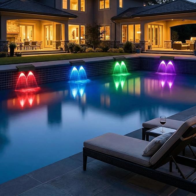 8 Pack Solar Pool Lights for Above Ground Pools, Swimming Inground Pool LED Lighting Solar Powered, Outdoor Poolside Fence Deck Accessories Decor