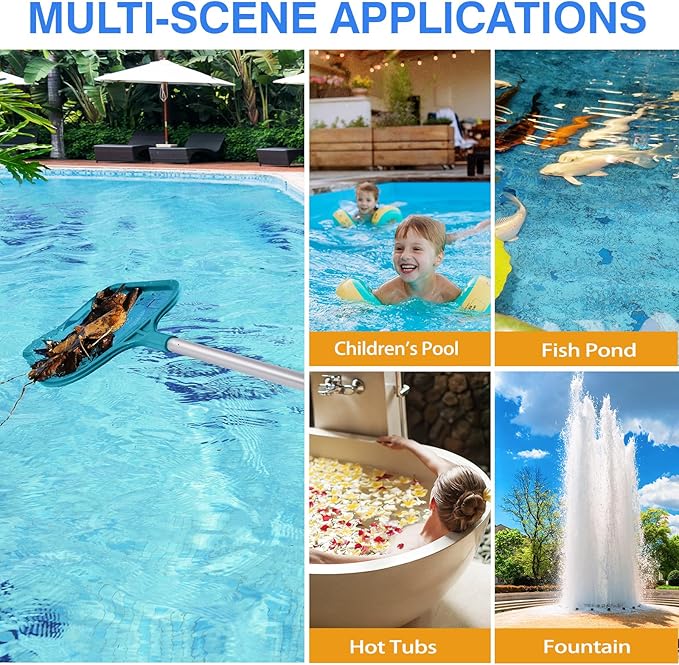 Pool Skimmer - Pool Skimmer Net with 5 Section Detachable Aluminum Telescopic Poles, 25''- 64'', Pool Net Skimmer Rake with Ultra Fine Mesh , Pool Leaf Skimmer for Swimming Pools, Spas, Hot Tubs