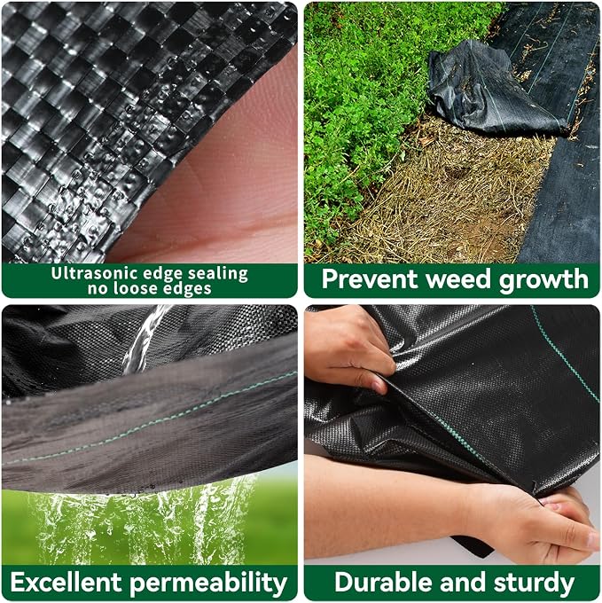 5 x 200FT Garden Landscape Fabric Weed Barrier Fabric Heavy Duty, Weed Blocker Fabric, Geotextile Fabric Under Gravel, Pathways, Driveway Fabric, Yard Landscaping Fabric Membrane(2 Pack 5x100FT)