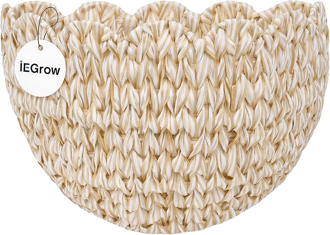 iEGrow Plastic wall Basket, Scalloped Hanging Baskets Plastic, Hanging Baskets for Organizing and Decor, Woven Storage Baskets for Door Mounted Entryway Flower Mail Plant Nursery | Woven Storage Design, Door Mounted, For Organizing and Decor, Entryway ...