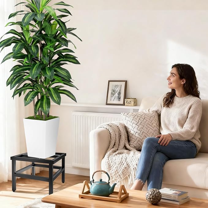 Plant Stand Indoor Outdoor, Heavy Duty Plant Stands Riser Metal Pedestal Stand for 12 Inch Flower Pot, Wrought Iron Flower Stand Display Planter Shelf for Living Room, 1-Pack