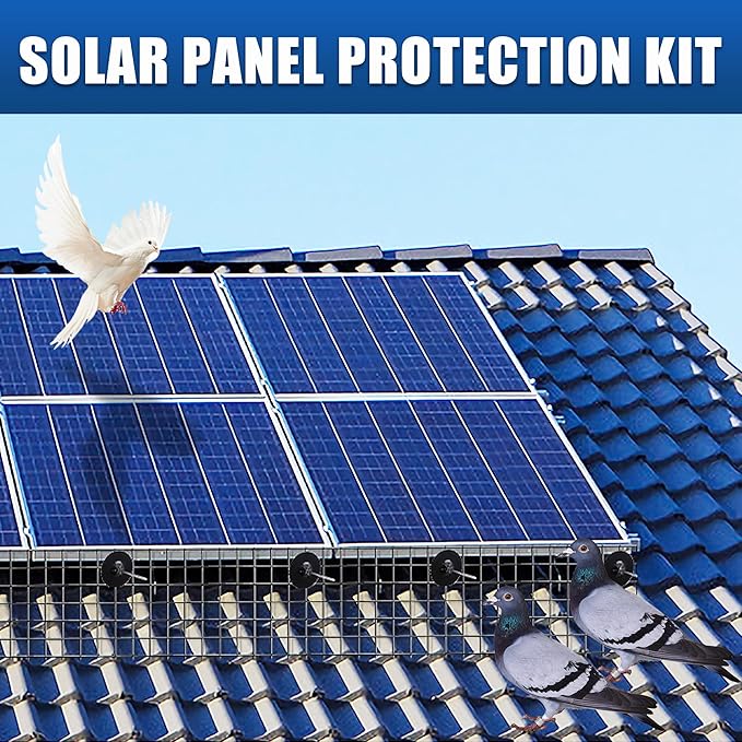 6in x 120ft Solar Panel Bird Mesh Black PVC Coated Steel Solar Panel Bird Guard Proofing| 80 Fastener Clips Prevents Birds, Pigeons, and Critter Guard from Getting Under The Solar Panels