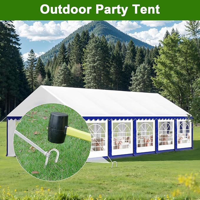 AAGUT Rebar Stakes 12 Inch J Hook Heavy Duty 8 Pack, 3/8 Inch Galvanized Metal Steel Ground Anchors Chain Link Fence Stakes for Camping Tent, Inflatables, Yard Decorations, Canopies & Swing Sets