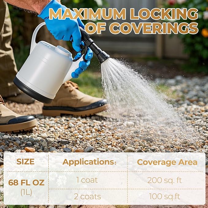 Mulch Glue - 68oz Mulch and Rock Glues for Landscaping, Pea Gravel & Bark, Strong Stabilizing Gravel Glue with Applicator Ready to Use Mulches Glues for Rocks Locking Most Mulches