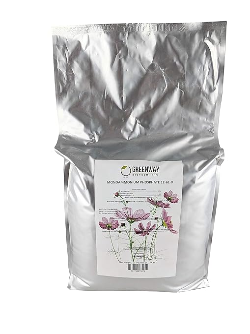 Greenway Biotech, Inc. Monoammonium Phosphate Fertilizer 12-61-0 Contains 12% Nitrogen and 61% Phosphorus- The Ultimate Plant Growth and Blooming Enhancer for Hydroponics and Soil Use - 25 Pounds