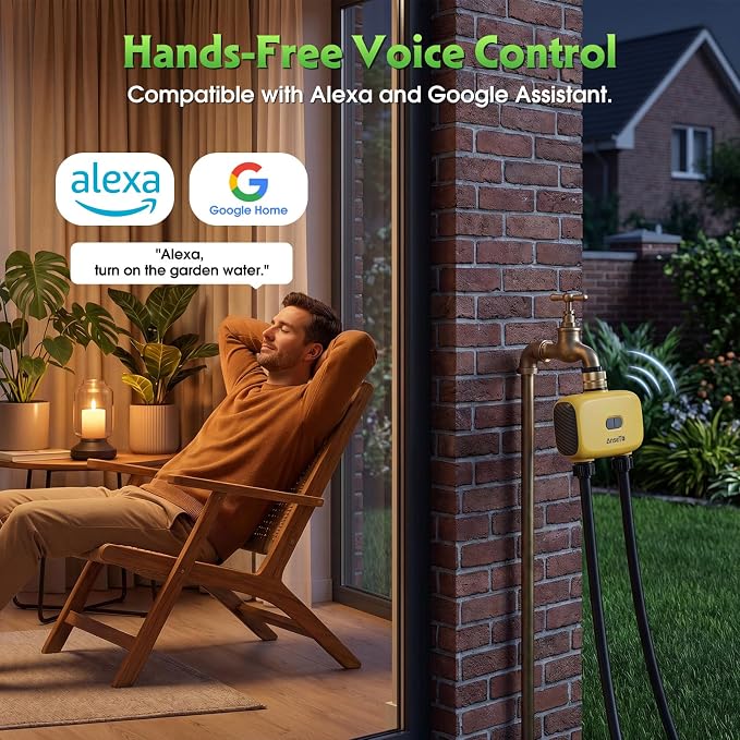 WiFi Sprinkler Timer 2 Zone, Smart Water Timer for Garden with App Remote Control for Travel, Brass Inlet Smart Irrigation System for Outdoor Hose, Patios, Lawns, Flower Bed & Yard Care