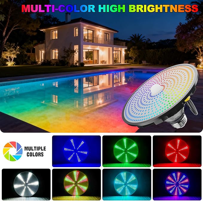 LED Pool Light Bulb for Inground Pools – RGBW 70W Swimming LED Pool Lights, 12 Color Modes, Adjustable Brightness & Speed, Remote Control, Energy Efficient, E26 Base