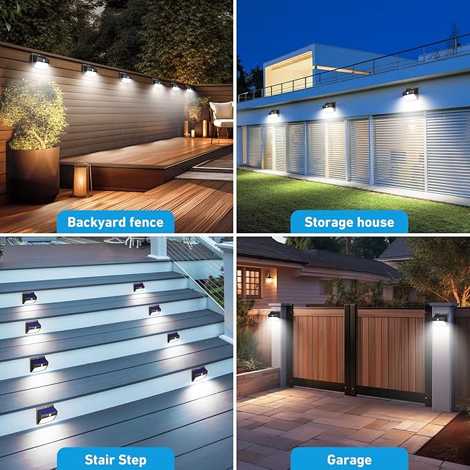 Solar Outdoor Lights, 12 Packs Solar Motion Sensor Security Lights with 3 Lighting Modes Solar Wall Lights Waterproof Solar Powered Lights for Garden Fence Yard