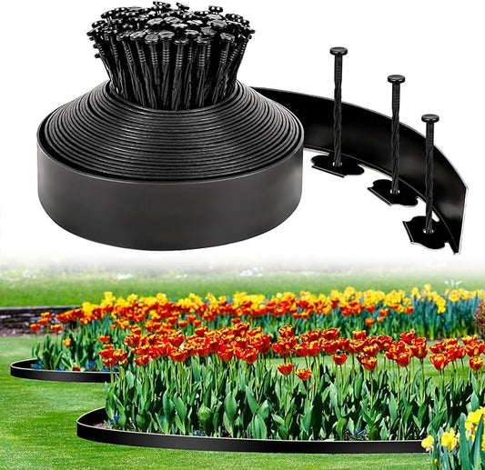 3 Inch x 50FT Garden Edging Border, Plastic Edging for Landscaping with 75pcs Spikes