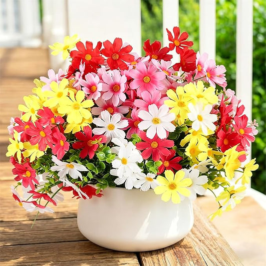 Thiccywoov 12 Bundles Artificial Flowers for Outdoors UV Resistant, Faux Greenery Flowers for Porch Planters Patio Window Box Farmhouse Garden Decor