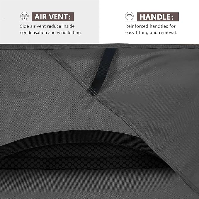 ULTCOVER Round Patio Furniture Cover - Outdoor Waterproof Table with Chair Set Cover 76 inch, Black