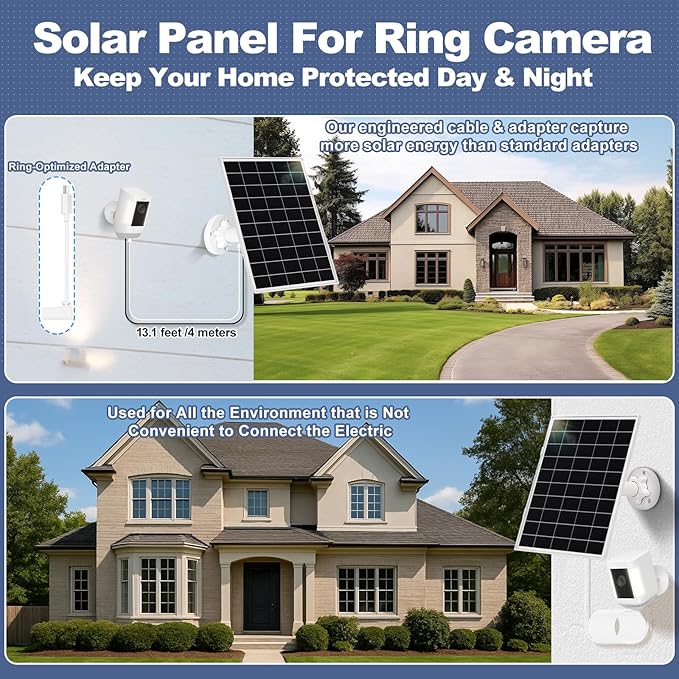 2 Pack 8W Solar Panel for Ring Camera Outdoor Wireless, Compatible with Outdoor Cam (Stick Up Cam), Outdoor Cam Plus, Stick Up Cam Pro, Spotlight Cam Battery/Plus/Pro, Fast Charging