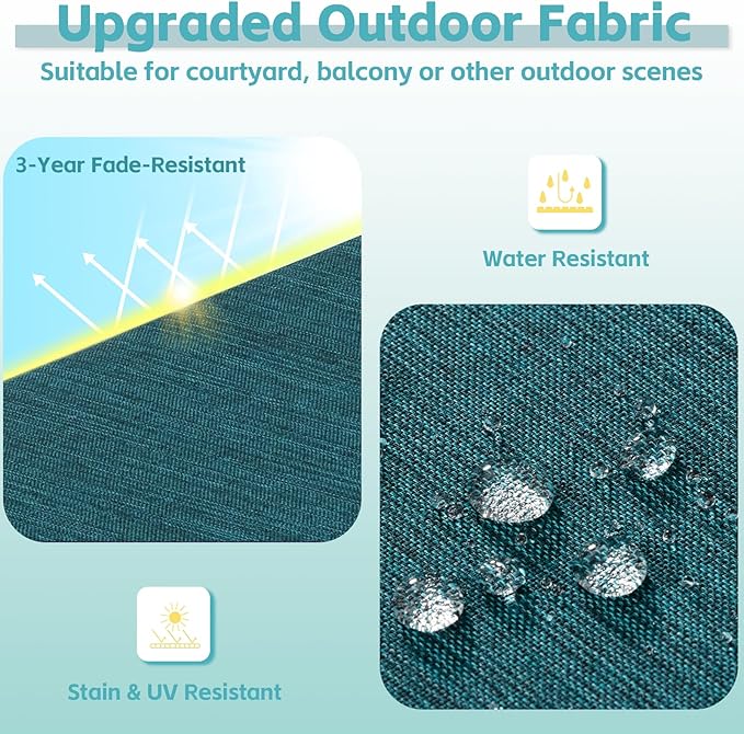 COZYVIDA Outdoor Chair Cushions Set of 4, 20"x20" Square Seat Pads with Tie Straps and YKK Zippers, 30D High-Density Foam, Water-Resistant Fabric,UV-Resistant 1000+ Hrs,Malachite