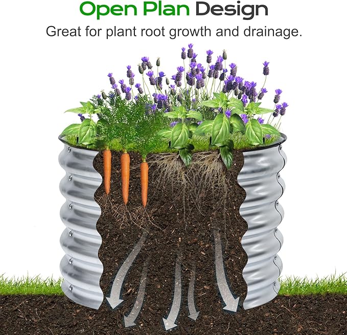 Aoodor 2 Pack 17" Tall 24" Metal Raised Garden Bed, Outdoor Planter Box and Raised Garden Kit for Vegetables, Flowers, and Herbs, Silver