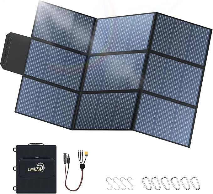 LVYUAN 400W Portable Solar Panel, 36V Foldable Blanket Solar Panel IP64 Waterproof, Upgraded 23% Efficiency for Solar Power Station Generator for Outdoor Camping Backpacking Hiking, 22 Pounds