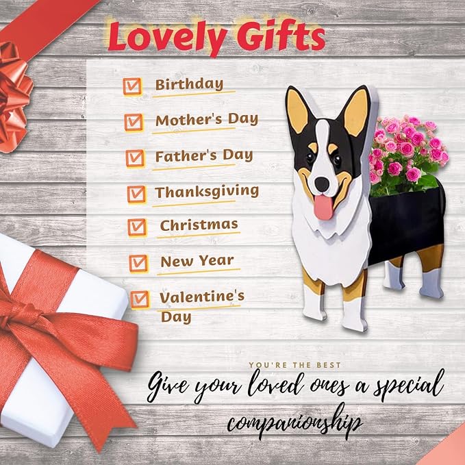 Concepts Welsh Corgi Dog Planter Plant Pots,Cute Dog Flower Planter,Gifts for Pet Lovers,Unique Animal Plant Pots,Office,Indoor Outdoor Garden Decor