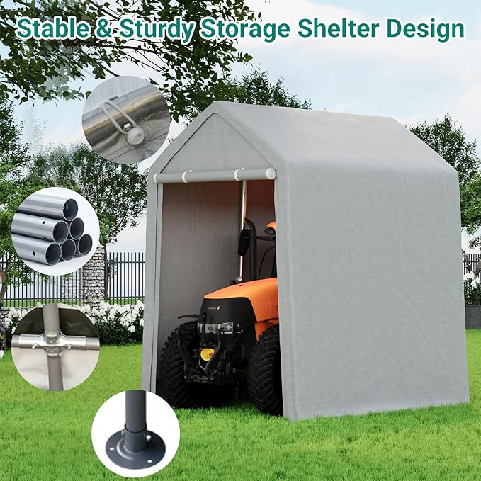 10×10 ft Outdoor Storage Sheds, Portable Storage Shelter Shed with Roll up Zipper Doors, Waterproof Outside Utility Shed Garage Tent for Motorcycle, Bicycles and Camping Tools
