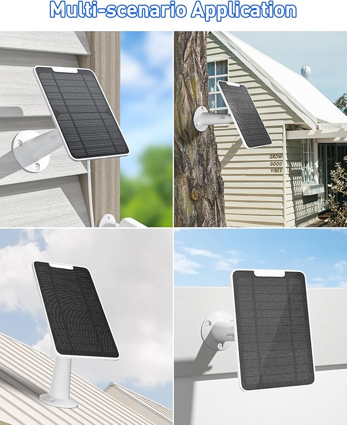 Premium Solar Panel for Google Nest Camera, 5W Camera Solar Panel Power for Google Nest Cam Outdoor & Indoor (Battery Version), Special Made for Google Nest Cam, IP65 Waterproof, w/ 13ft Cable, 4 Pack