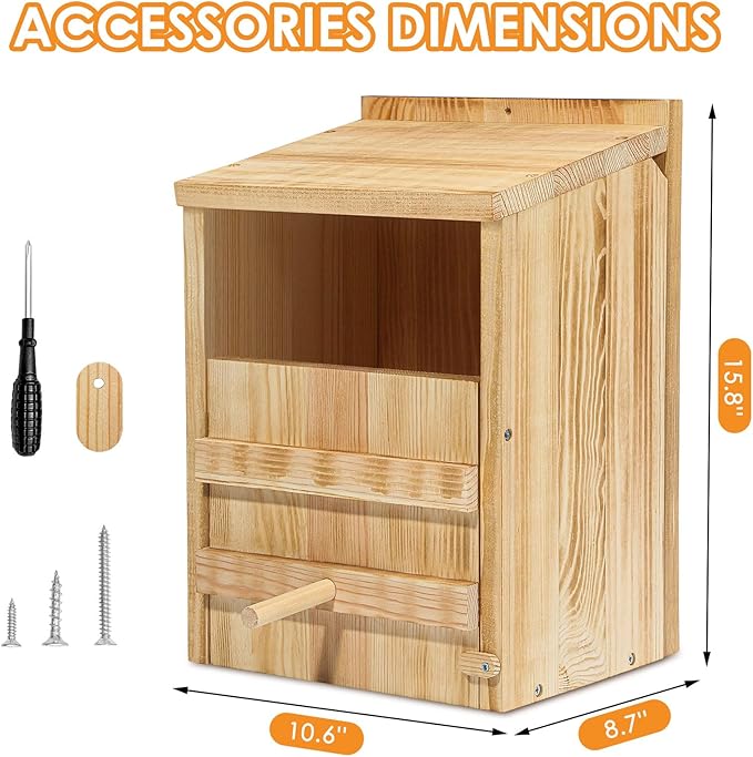 Barn Owl House,Owl Nesting Box for Outside,Wooden Nest House,Square Opening Bird Houses for Outside,Suitable for Wildlife Barn,Eastern Screech,Great Horned,Easy Assembly Required