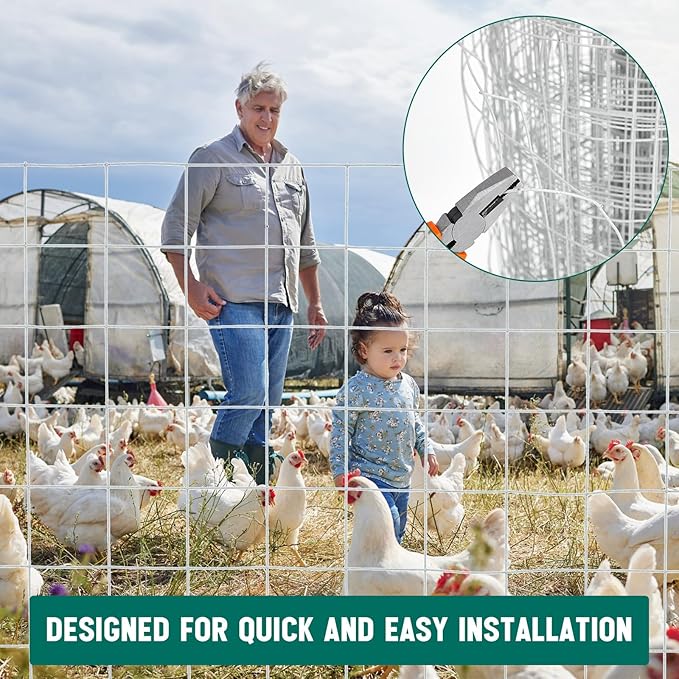 Gisafai 16 Gauge Galvanized Welded Wire Fence 5 ft x 100 ft PVC Coated Hardware Cloth, 2.36" x 2.36" Mesh, Heavy Duty Garden Fencing Roll for Chicken, Dog Yard, Deer Cattle & Animal Protection(Silver)
