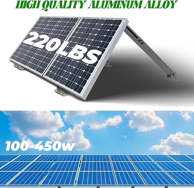 Solar Panel Mounting Brackets, 2 Sets Adjustable Solar Panel Tilt Mount Brackets, 14-27IN Adjust Solar Panel Rack, Support up to 100-450 Watt Mounting Bracket Set, Portable Stand for Roof RV Boat