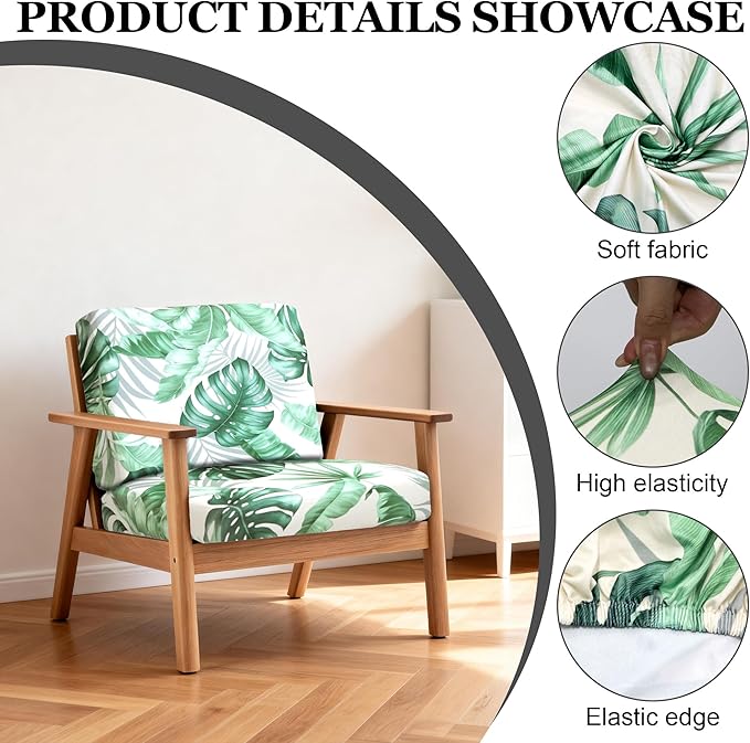 BIETYONE 4Pcs Patio Stretch Cushion Covers,Outdoor Sofa Replacement Cover Slipcovers for Patio Furniture Cushion Covers, Washable Reusable Furniture Protector