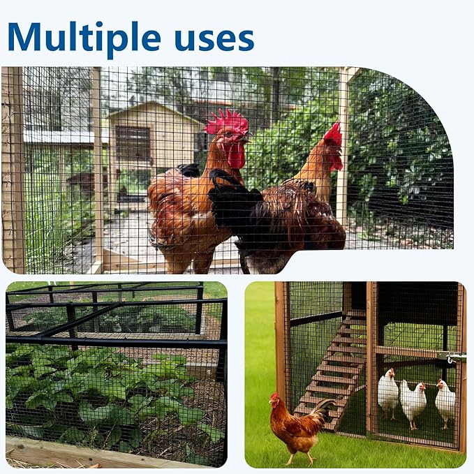 Black Hardware Cloth 1/2 inch 19Ga PVC Coated Wire Mesh Vinyl Coated Fence Welded Metal Chicken Wire Fencing Roll (1/2 inch 36in x 100ft)