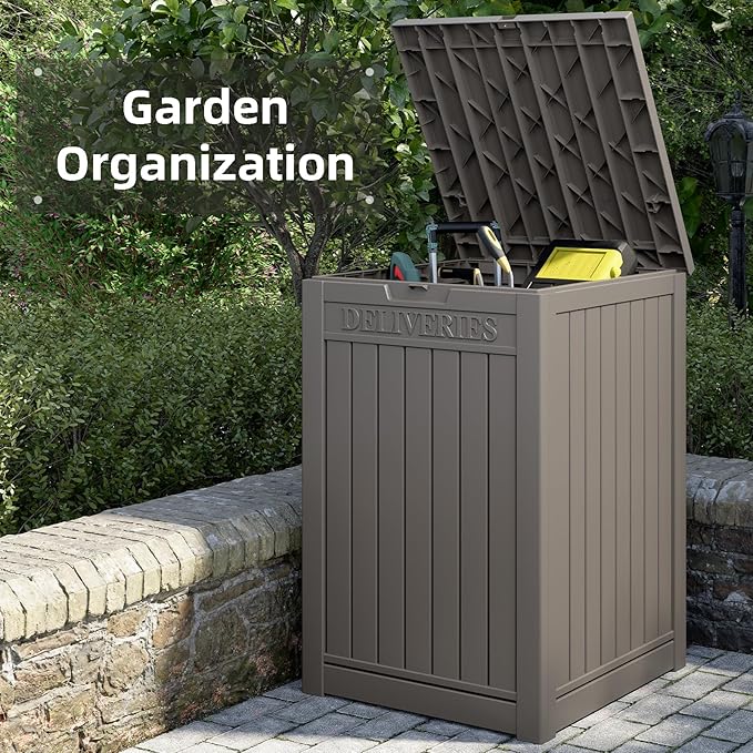 LHBGO Package Delivery Box for Outside, 48 Gallon Storage with Lockable Secure Design, Large Resin Outdoor Package Drop Cabinet