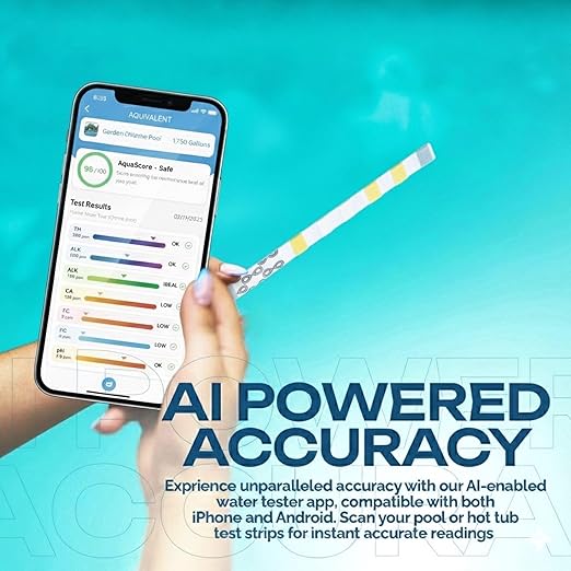 Advanced Pool & Hot Tub Test Strips with AI-Powered Mobile App - All-in-One Water Test Kit for Pools, Spas, and Above Ground Pool Accessories (Starter kit)