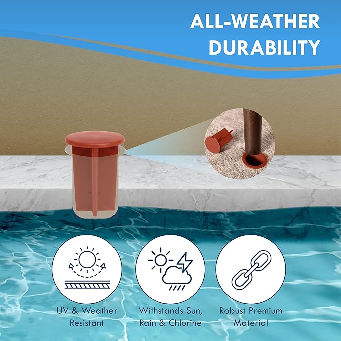 Pool Fence Caps – Red 25 Count of 1-Inch Pool Fence Hole Caps – Fits Deck Sleeves for Removable Fencing – Terra Cotta Style Plug Covers for Safety Systems – Works with All-Safe and Similar Brands