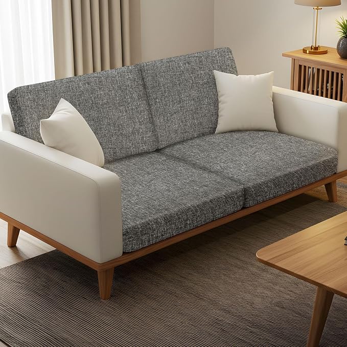 pickyNproud 4Pcs Patio Cushion Covers Stretch Outdoor Couch Cushions Slipcovers Replacement Washable Furniture Protector with Elastic Bottom Sofa Chair Seat Cover, Textured Charcoal Gray