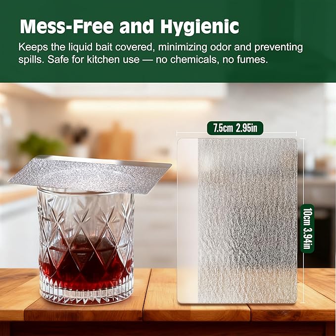 LFSYS Fruit Fly Sticky Trap - 50 Pack, Mess-Free Clear Adhesive Refills for Indoor Kitchen Use