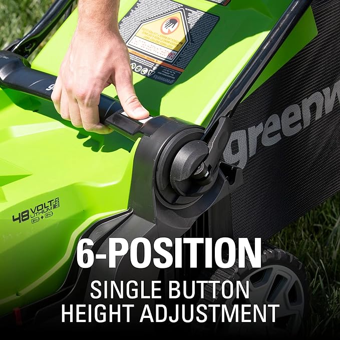Greenworks 48V 17" Cordless Electric Lawn Mower, Leaf Blower, (2) 4.0Ah Batteries and Rapid Charger