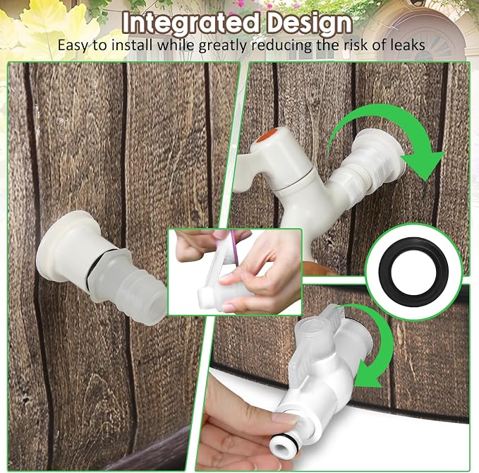 PAETAE Collapsible Rain Barrels, 50 Gallon Rain Water Collection Barrel, Rain Catcher Barrels to Collect Rainwater from Gutter, Leak-Proof Design, Woodgrain